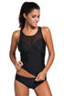 Sexy Black Illusion Mesh Insert Two Piece Tankini Swimsuit